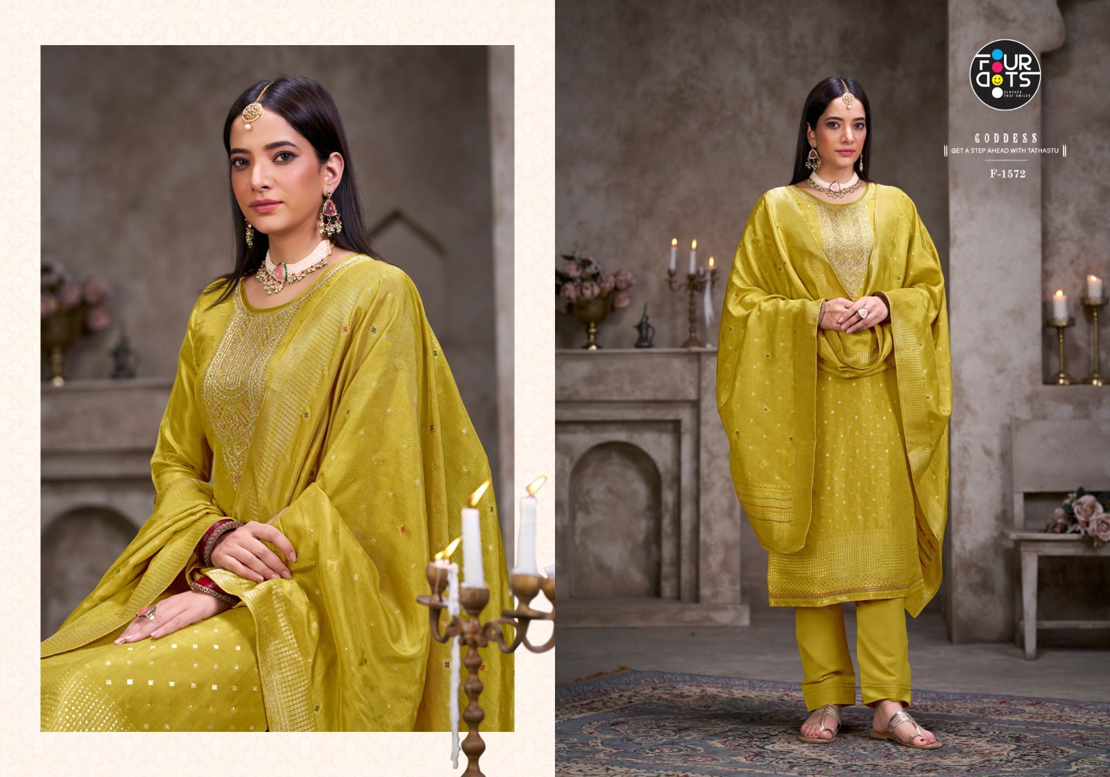 Moksha By Four Dots Viscose Russian With Handwork Dress Material Wholesale Online